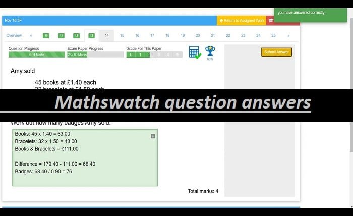 mathswatch question answers